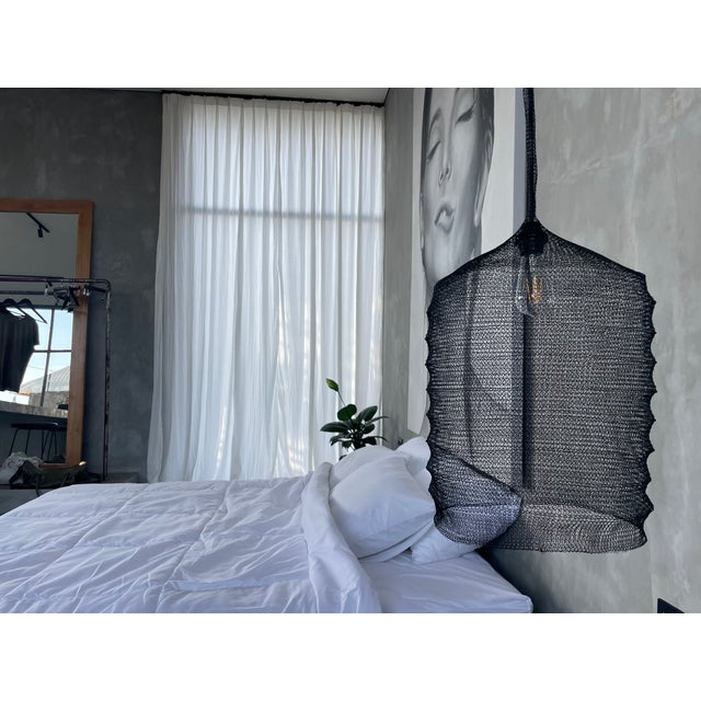 Not Yet Made - Made To Order 21st Century Handcrafted Knitted Lamp Wavy Bell in Black Color, D35cm For Sale - Image 5 of 11