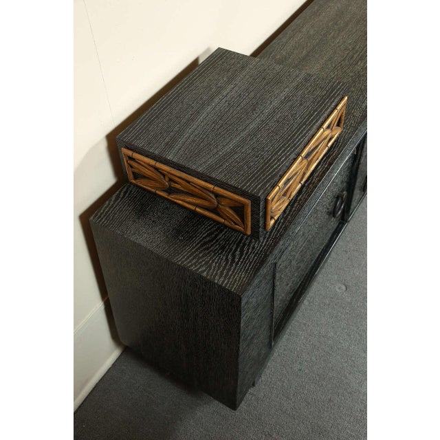 1950s James Mont Black Cerused Oak Credenza For Sale - Image 9 of 11