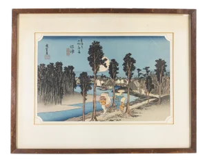 Mid 20th Century Japanese Woodblock Print After Hiroshige, Framed