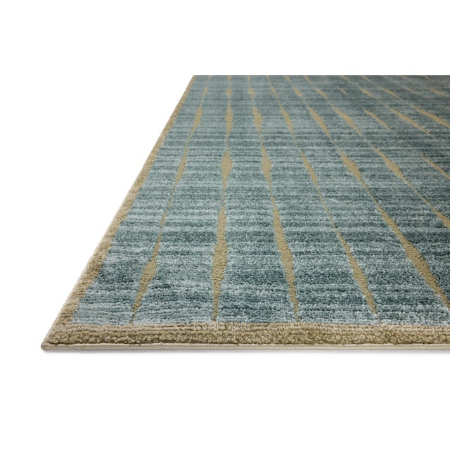 Contemporary Chris Loves Julia x Loloi Calvin Ocean / Olive 18" x 18" Sample Rug For Sale - Image 3 of 6