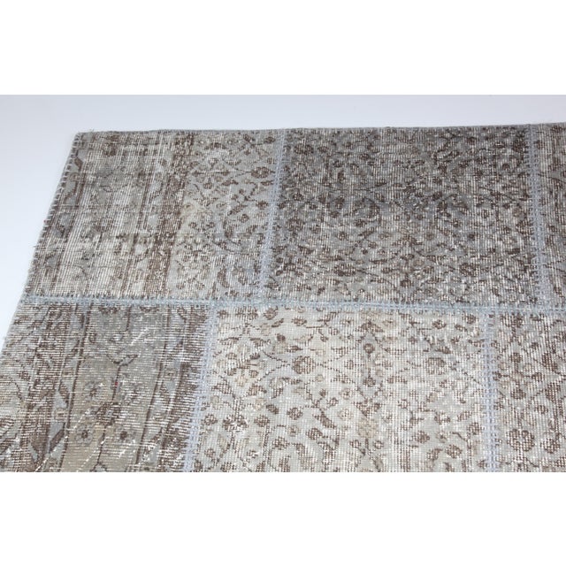 Authentic Vintage Turkish Patchwork Rug From Handwoven Wool -5' 8'' X 7' 8'' For Sale In Tampa - Image 6 of 8