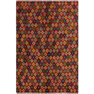 1990s Abstract Tribal Balouchi Orange Wool Rug - 4′10″ × 6′4″ For Sale