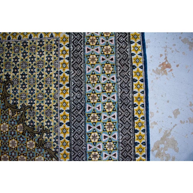 Textile Vintage Medallion Floral Gold Beige Hand-Knotted Wool Rug - 4’7” X 6’10” For Sale - Image 7 of 10