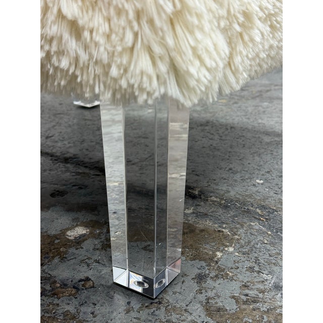 Textile Skyline Furniture Faux Fur Ottoman For Sale - Image 7 of 12