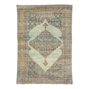Blue Antique Mahal Handmade Wool Rug With Allover Pattern