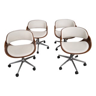Mid 20th Century Attributed to Norman Cherner for Cherner Chair Company Walnut & White Leather Task Chair For Sale