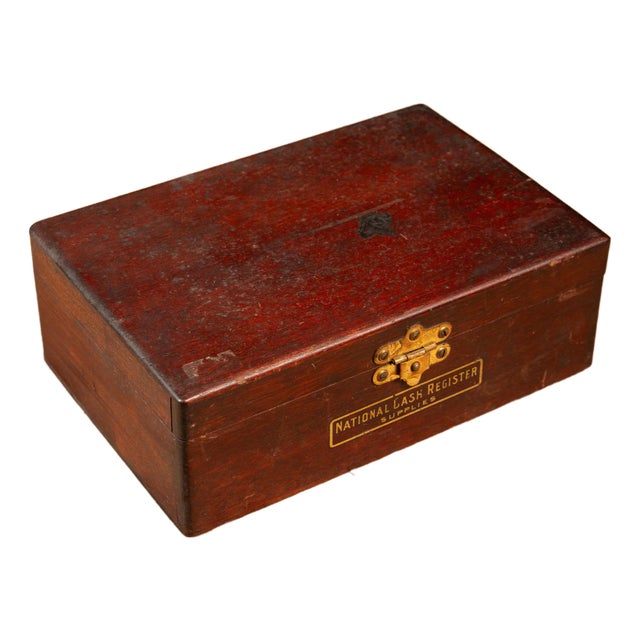 Circa 1900 Mahogany National Cash Register Supplies Box With Supplies For Sale