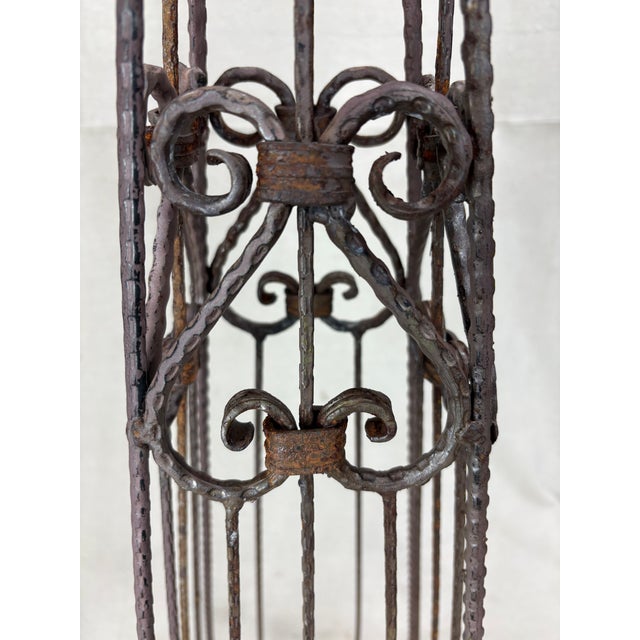 Rustic Mid 20th Century Hand‑Forged Wrought Iron Garden Obelisk / Trellis For Sale - Image 3 of 8