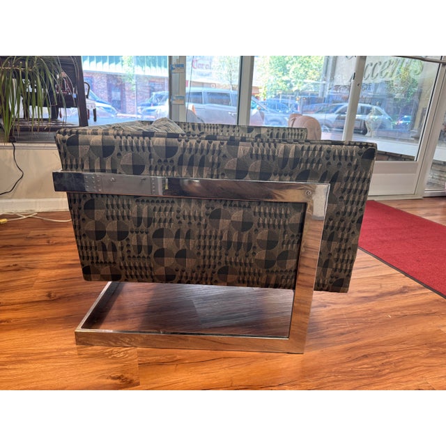 1970s Attributed Milo Baughman for Thayer Coggin Chrome T-Back Lounge Chair For Sale In Washington DC - Image 6 of 6