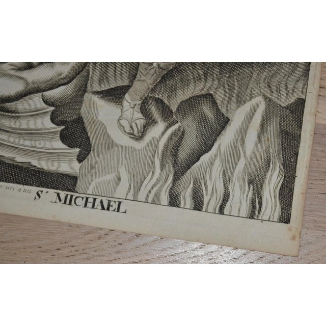Religious 17th Century Religious Engraving of St. Michael, Lyon, Laurent Biesse For Sale - Image 3 of 10