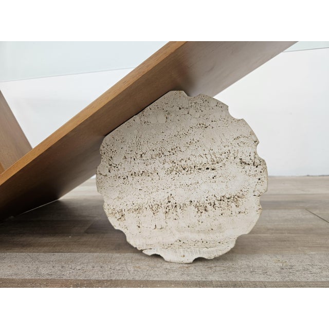 Valentino Coffee Table in Glass, Wood and Travertine by Cattelan Italia, 1990 For Sale - Image 6 of 13