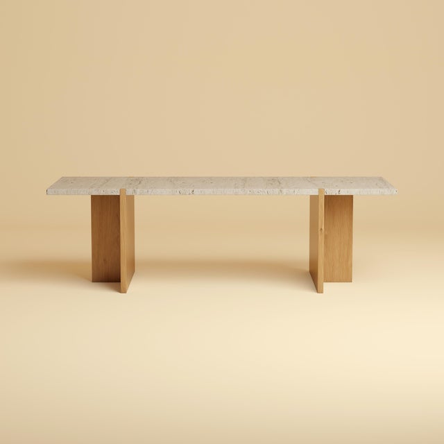 Lounge Table in Roman Travertine and Oak by Lebanto For Sale - Image 4 of 4