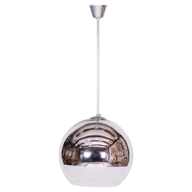 Mid-Century Chandelier in Chromed Steel and Opaline Glass, Germany, 1970s For Sale - Image 12 of 12