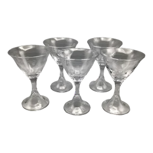 Vintage Thomas O’Brien Mid-Century Modern Blown Glass Martini Glasses - Set of 5