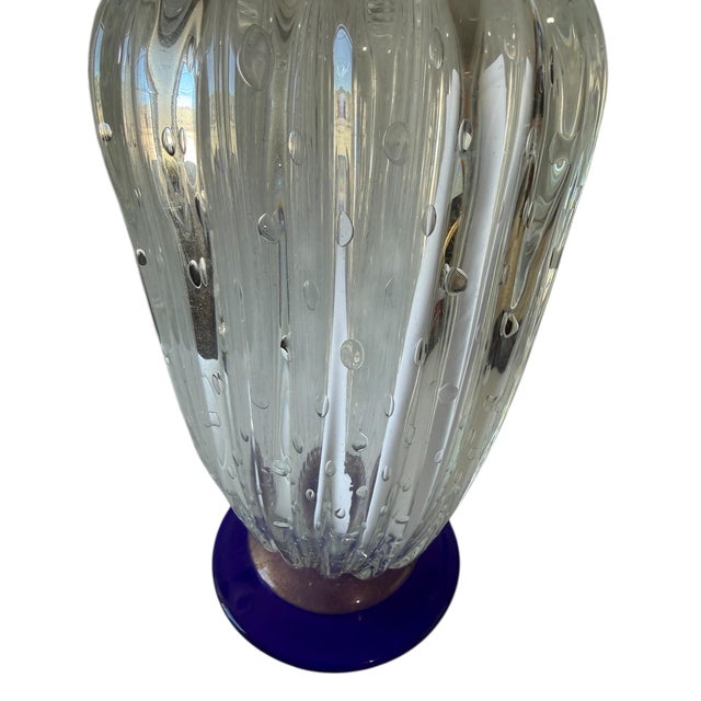Livio Seguso, Seguso Murano Italian Art Glass Cobalt Gold Aventurine Footed Vase Sculpture For Sale - Image 17 of 18