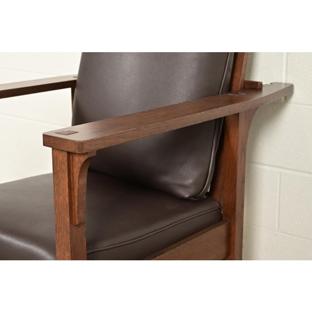Wood Lifetime Furniture Antique Mission Oak Arts & Crafts Open Arm Reclining Morris Lounge Chair, Circa 1910 For Sale - Image 7 of 12
