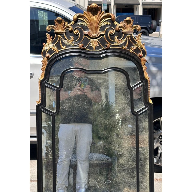 Glass 19th C Style Burton-Ching Regency Black & Gold Mirror - 1 of 2 For Sale - Image 7 of 7