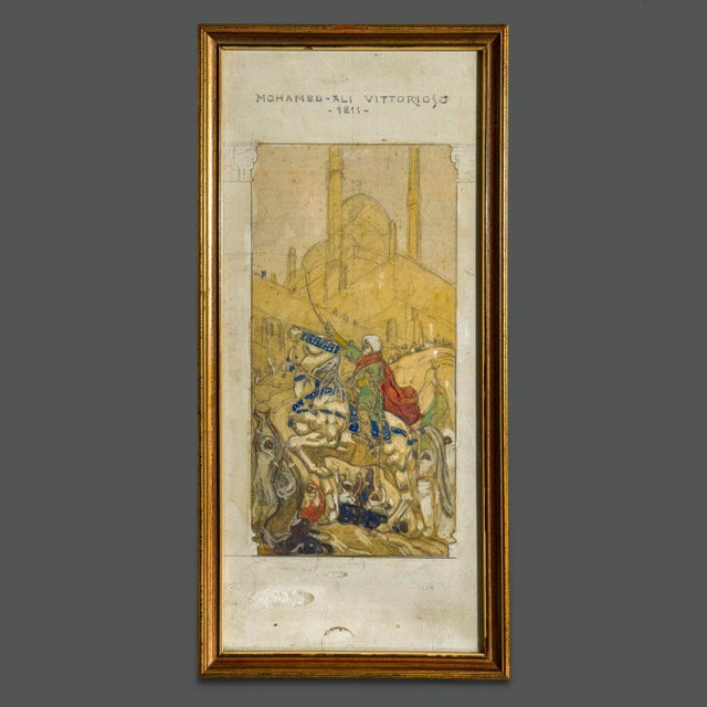 Camillo Innocenti, Middle Eastern Scenes, Watercolors, 1926, Framed, Set of 2 For Sale - Image 8 of 9