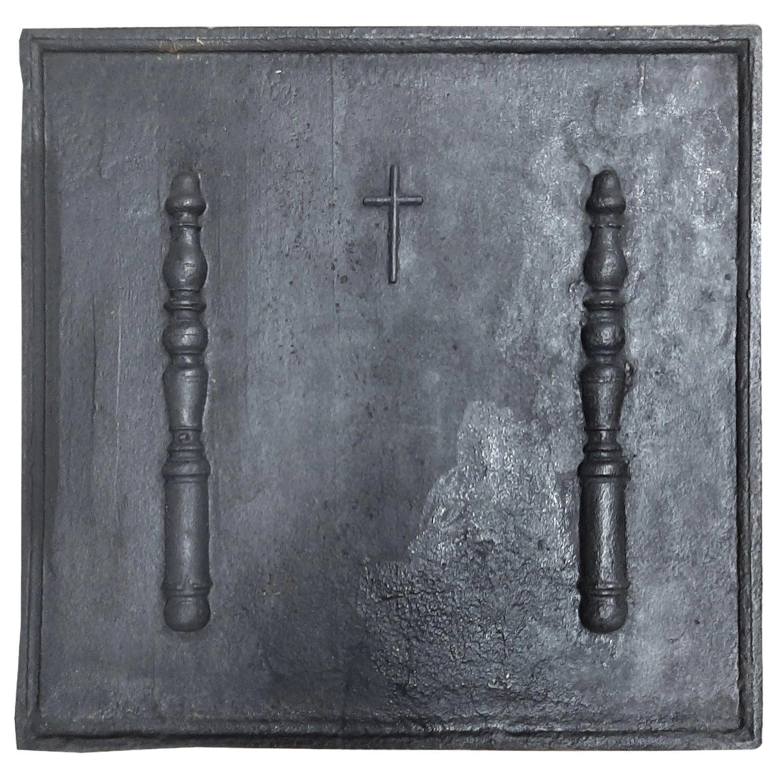 Antique 17th Century Fireplace Back Plate with the Columns of Hercules ...