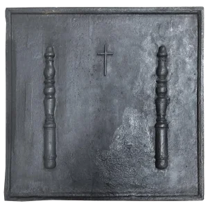 Antique 17th Century Fireplace Back Plate with the Columns of Hercules