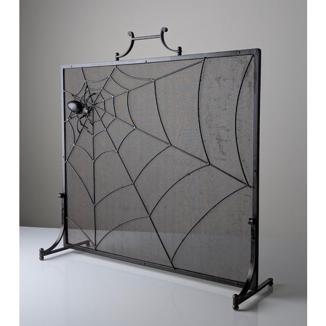 1970s Wrought Iron Spark Fender with Spider Sculpture, 1970s For Sale - Image 5 of 18