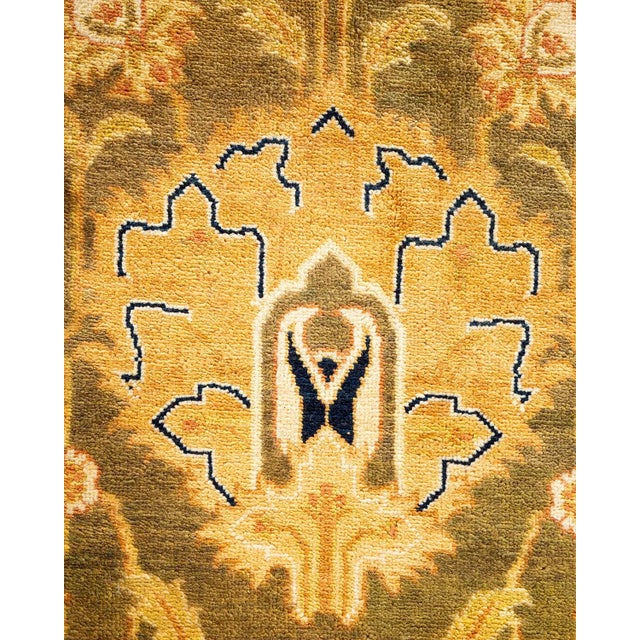 Contemporary Eclectic, One-of-a-Kind Hand-Knotted Area Rug - Green, 9' 0" x 12' 6" For Sale - Image 3 of 8