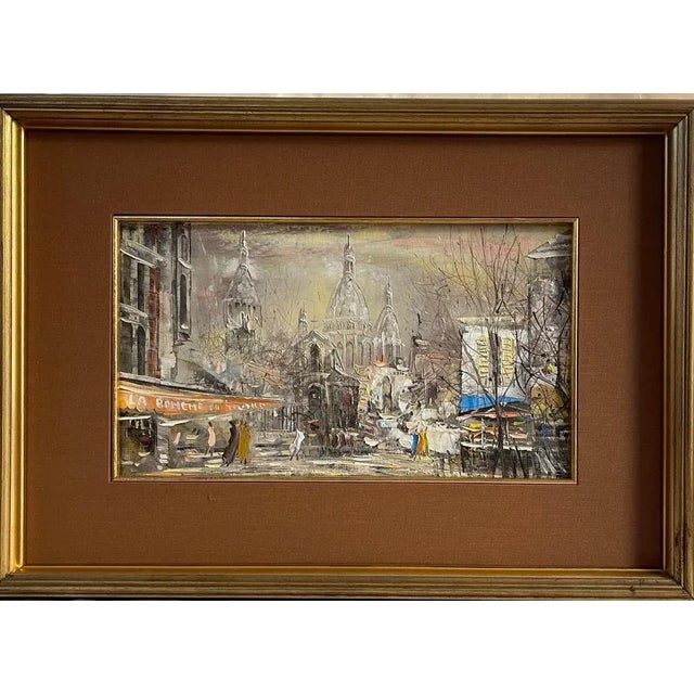 Modern Juinji Yamashita, Paris, Place Du Tertre, 1973, Oil Painting on Canvas, Framed For Sale - Image 3 of 3