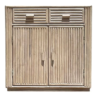 Vintage Coastal Cerused Pretzel Reed Sideboard For Sale