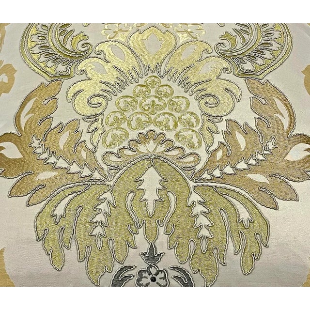 Vintage Embroidered Gold & Bronze Damask Pillow For Sale - Image 4 of 7