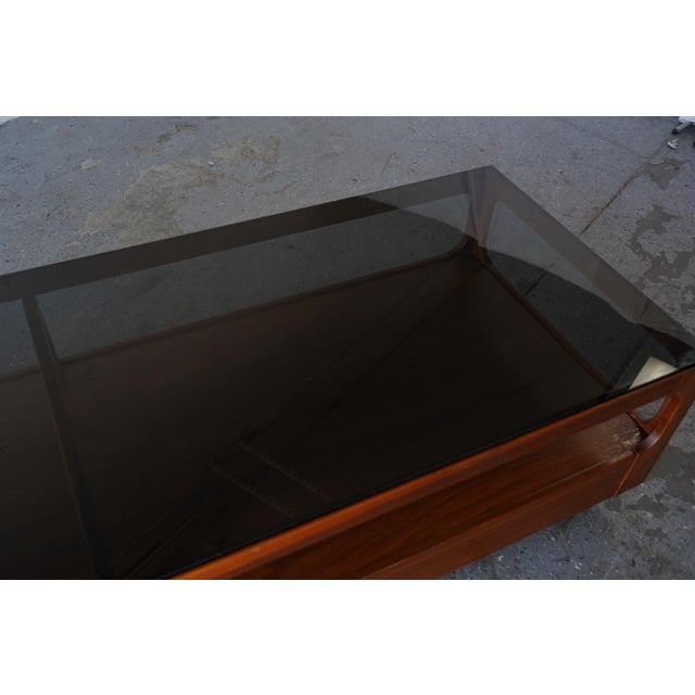 Glass 1960s John Keal Brown Saltman Mid-Century Modern Coffee Table W Smoked Glass Top For Sale - Image 7 of 16
