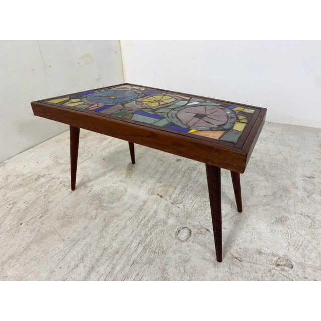 Mid-Century Modern Asymmetrical Glass Mosaic and Teak Side Table, 1950s For Sale - Image 6 of 10