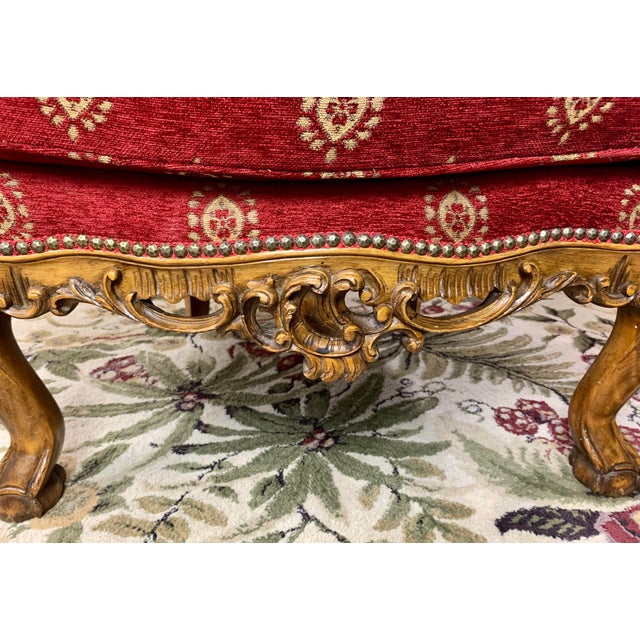 Wood Late 19th Century Red Chenille Figural Hand Carved Cedar of Lebanon Regal Club Chair For Sale - Image 7 of 12