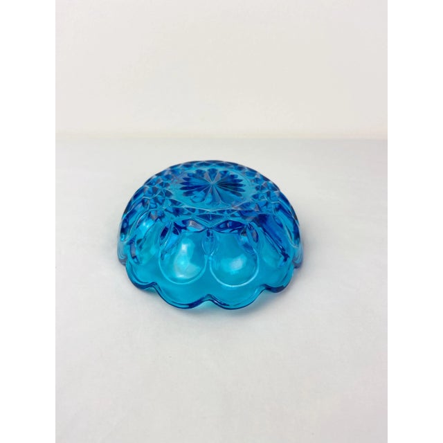 1950s Vintage Turquoise Blue Indiana Glass Oval Divided Dish For Sale - Image 5 of 10
