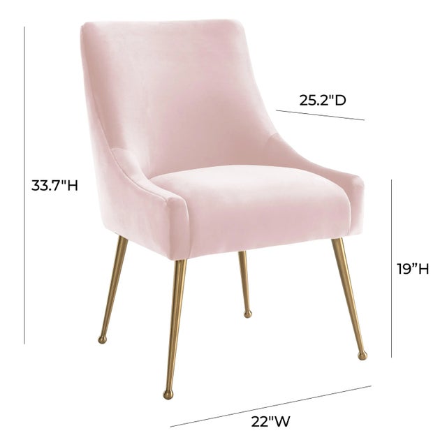 Beatrix Blush Velvet Side Chair with Gold Legs For Sale In Los Angeles - Image 6 of 9