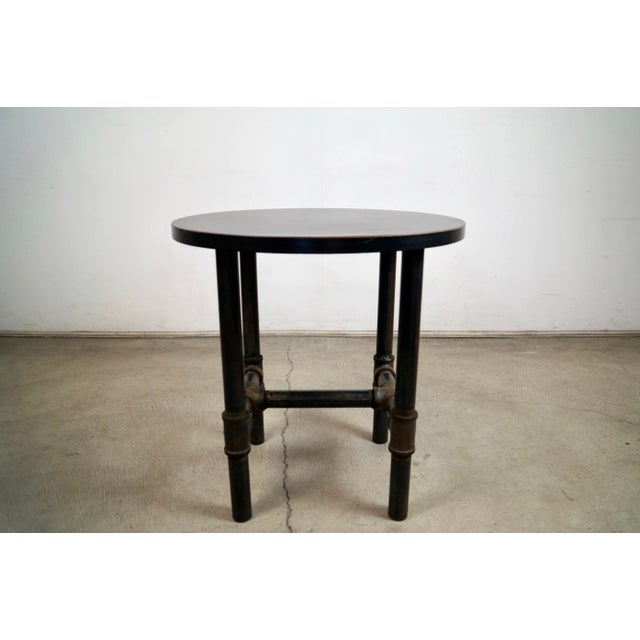 Industrial Steampunk Metal Pipe Round Side Table For Sale In Los Angeles - Image 6 of 12