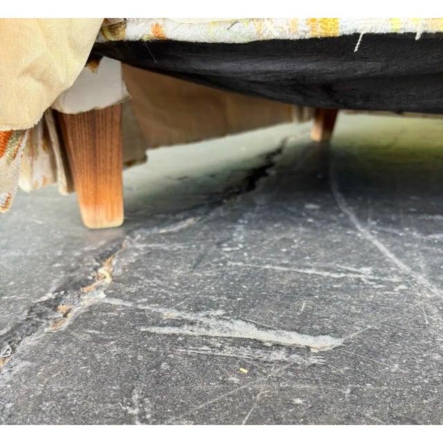 White Mid Century Velvet Floral Sofa For Sale - Image 8 of 12