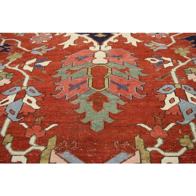 Early 20th Century Early 20th Century Oversized Antique-Worn Persian Serapi Rug - 13'00 X 19'10 For Sale - Image 5 of 7