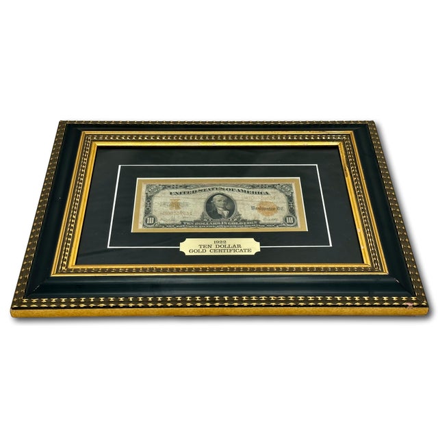 Authentic Beautifully Museum Framed 1922 United States Currency $10 Dollar Bill - Gold Certificate For Sale - Image 9 of 17