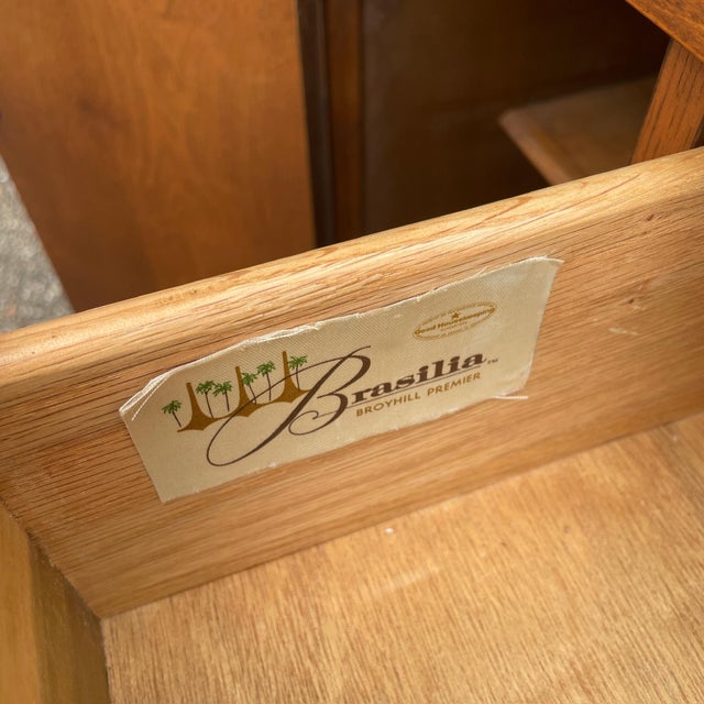 Broyhill Brasilia Two-Piece Walnut Mid Century Modern Hutch China Cabinet For Sale - Image 11 of 11