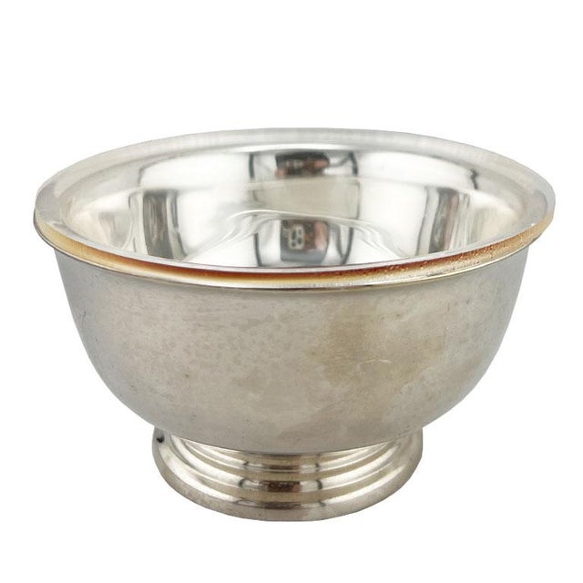 This gorgeous vintage silverplate bowl by Gorham offers timeless elegance with a minimalist silhouette and gleaming...