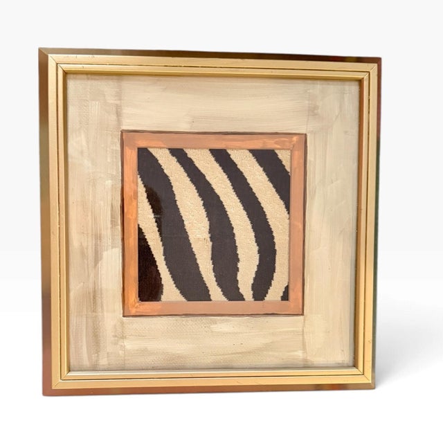 Art Deco Contemporary Framed Schumacher Zèbre Épinglé Textile Wall Art For Sale - Image 3 of 4