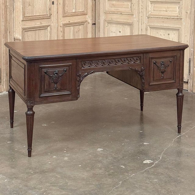 Early 20th Century Antique French Louis XVI Mahogany Desk by Hirler of Alsace For Sale - Image 5 of 18