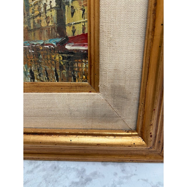 Vintage French Framed Original Painting of a Cheerful City Scent For Sale - Image 9 of 10