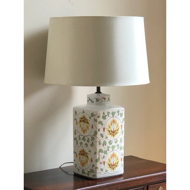 Vintage Lotus Flower Ceramic Table Lamp For Sale - Image 4 of 13