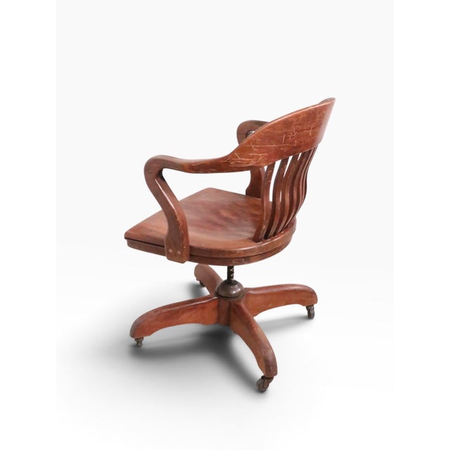 Art Deco Early 20th Century Bank of England Jury Style Swivel Tilt Desk Chair For Sale - Image 3 of 10