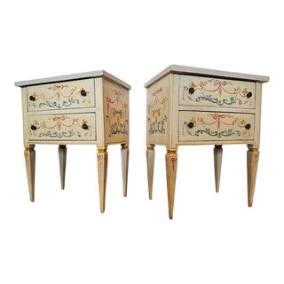 Vintage Italian Neoclassical Painted Nightstand / End Tables - a Pair For Sale