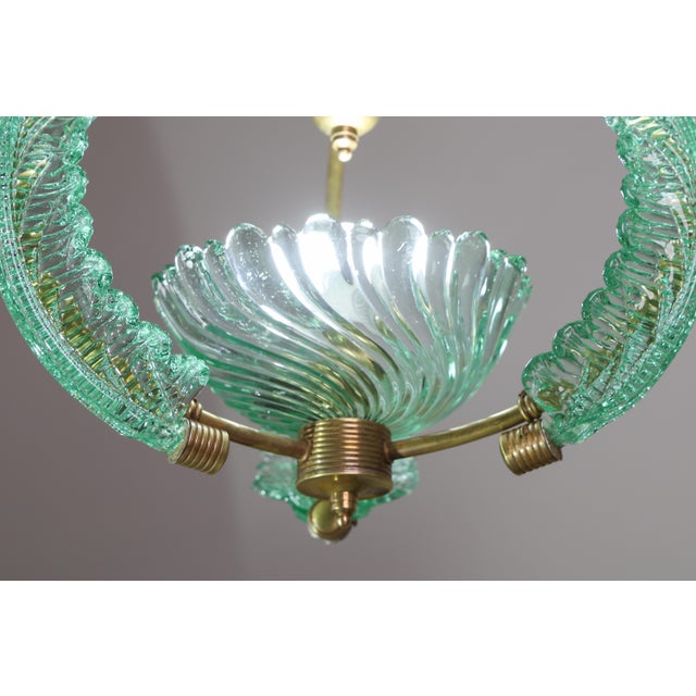 1950s Extra Rare Green Acquamarine Art Deco Barovier E Toso Chandelier For Sale - Image 10 of 16