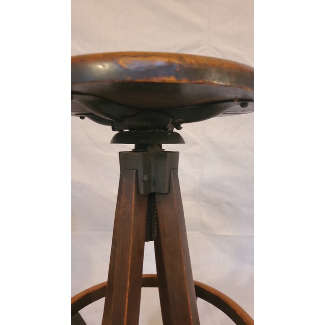 Early 20th Century Antique Oak Stool For Sale - Image 4 of 5