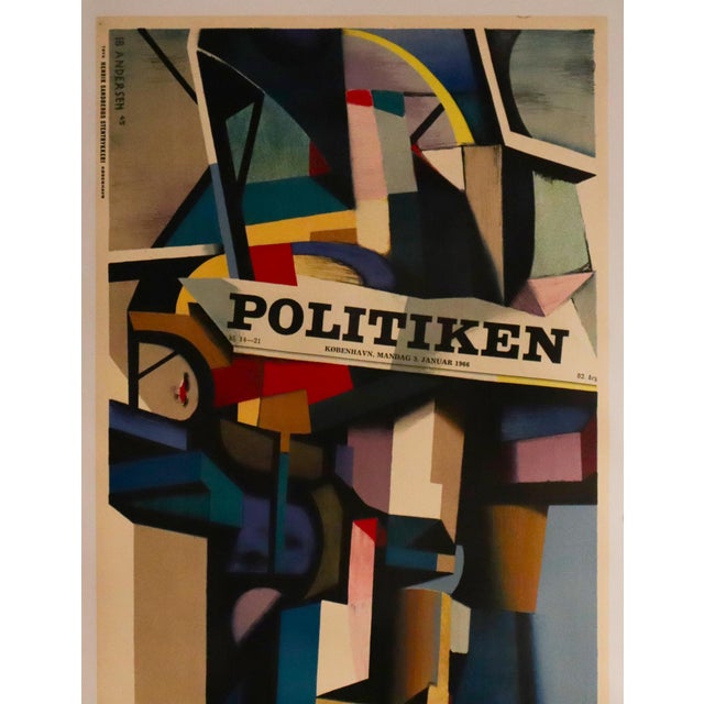 Mid-Century Modern 1966 Danish News Paper Advertisement - Politiken - Ib Andersen (2 Sheet, Linen-Backed) For Sale - Image 3 of 3