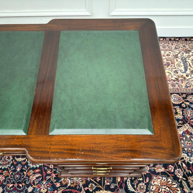 Classic English Desk Green Leather Inlay For Sale - Image 18 of 18